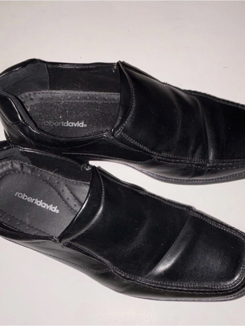 Robert David Black Slip-On Dress Shoes